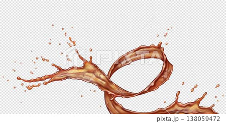 Swirling Cola Splash on Transparent Background 138059472