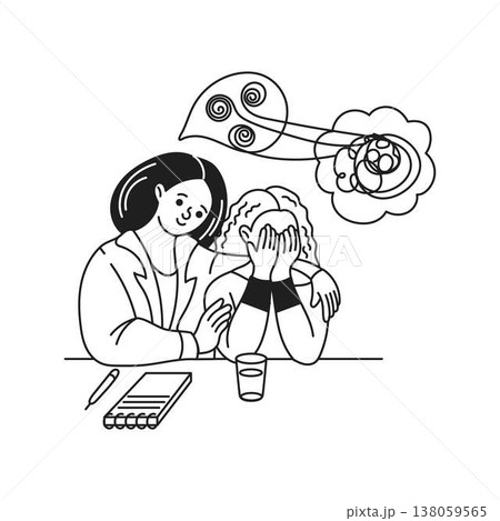 Therapist Comforting Distressed Person Illustration Therapist Comforting Distressed Person Illustration 138059565