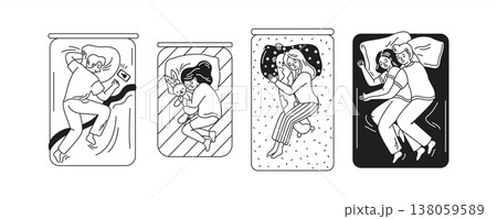 Illustrations of People Sleeping in Various Positions 138059589