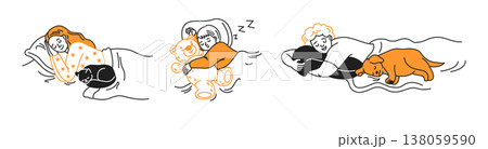 Peaceful Sleeping Illustrations with Pets 138059590