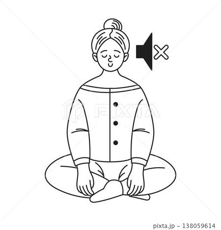 Woman Meditating in Silence Icon 138059614