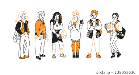 Stylish Young People in Trendy Outfits 138059636