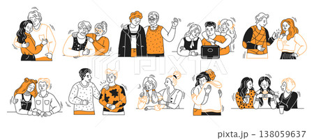 Illustration of Diverse People Interacting Cheerfully 138059637