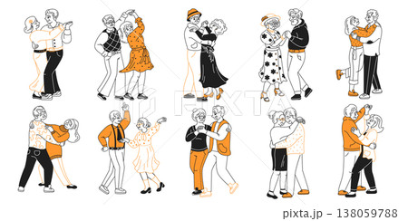 Joyful Elderly Couples Dancing Together 138059788