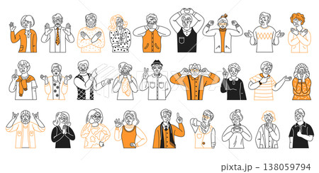 Illustrations Showing Diverse Human Emotions and Gestures Illustrations Showing Diverse Human Emotions and Gestures 138059794