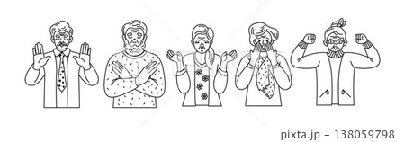 Line Art of Diverse Emotions Expressed by Group of People 138059798