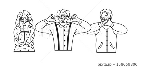 Three Characters Illustrating Common Idiom 138059800