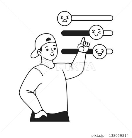 Cartoon Boy Adjusting Mood Indicator 138059814