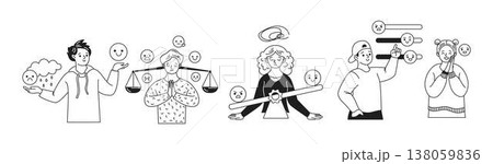 Emotional Balance Line Art Illustration 138059836