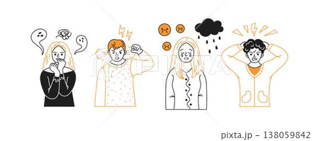 Emotional Reactions Illustrated in Minimal Style 138059842