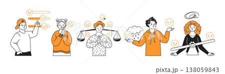Diverse Emotions Illustrated in Modern Style 138059843