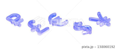 3D Lavender Currency Symbols on White Background 138060192