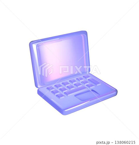 Glossy 3D Laptop Illustration in Pastel Colors Glossy 3D Laptop Illustration in Pastel Colors 138060215