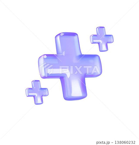 Glossy Purple 3D Plus Signs on Blank Background Glossy Purple 3D Plus Signs on Blank Background 138060232