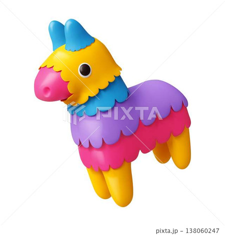 Colorful 3D Illustration of a Pinata on White Background Colorful 3D Illustration of a Pinata on White Background 138060247