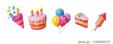 Colorful Birthday Celebration Icons Set Collection Colorful Birthday Celebration Icons Set Collection 138060257