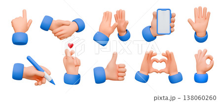 3D Hand Gestures Collection with Blue Sleeves 138060260