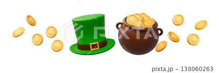 St Patricks Day Hat and Coin Illustration St Patricks Day Hat and Coin Illustration 138060263