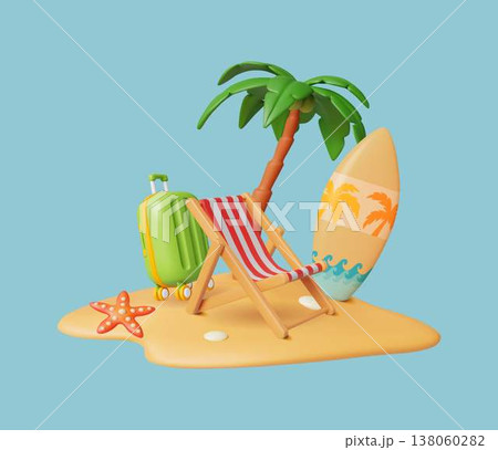Beach Vacation Illustration with Sunny Elements 138060282
