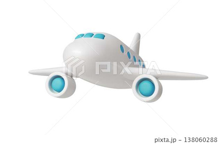 Cute Cartoon Airplane with Blue Windows 138060288