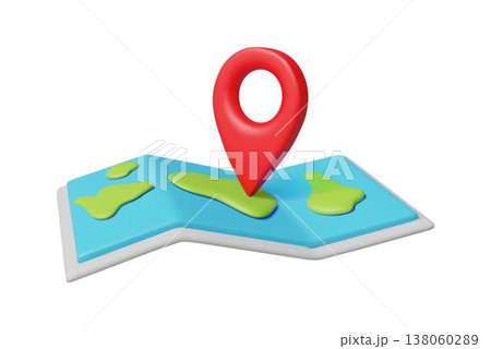 Colorful 3D Map with Red Location Pin 138060289