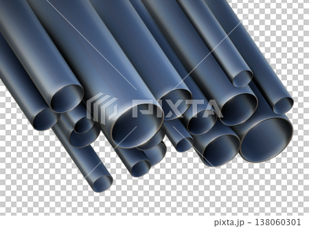 3D render of stacked steel pipes, professional industrial stainless metal tubes for construction, oil, gas, and plumbing engineering projects isolated on a white background design 3D render of stacked steel pipes, professional industrial stainless metal tubes for construction, oil, gas, and plumbing engineering projects isolated on a white background design 138060301