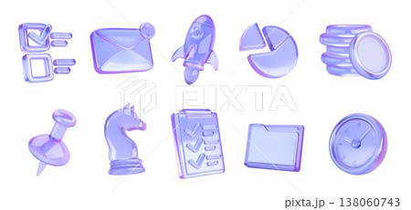 Collection of Glossy Office Icons in Purple Collection of Glossy Office Icons in Purple 138060743