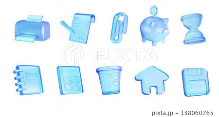 Blue Transparent Office Icon Set 138060765