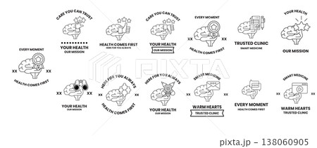 Hand-drawn circular icons with motivational phrases Hand-drawn circular icons with motivational phrases 138060905