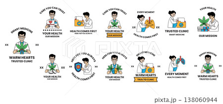 Cartoon doctors cheerfully promote health care Cartoon doctors cheerfully promote health care 138060944