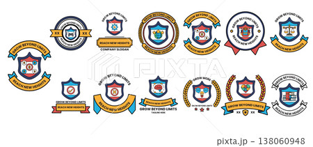Set of colorful, vintage-style emblems and badges 138060948