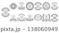 Black ink seals and emblems form a cohesive collection 138060949