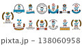 Cartoonish shopping carts with whimsical accessories and banners 138060958