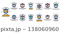 Blue and gold shields display motivational phrases 138060960