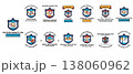 Blue shields with stars and stripes 138060962