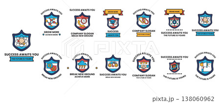 Blue shields with stars and stripes Blue shields with stars and stripes 138060962