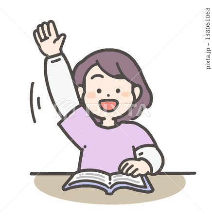 手を挙げる女の子 138061068