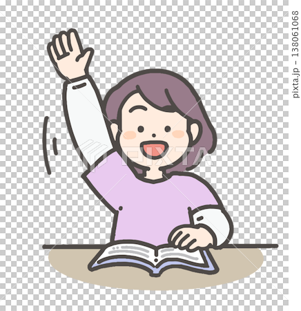 手を挙げる女の子 138061068