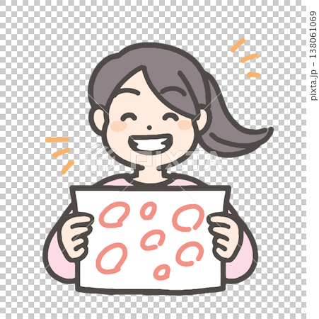 A smiling girl holding a perfect test paper. A smiling girl holding a perfect test paper. 138061069
