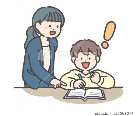 先生にアドバイスをもらい、答えがわかった男の子 138061074
