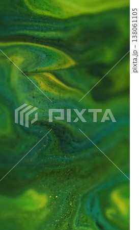 Blur glitter paint. Ink water splash. Green blue yellow color vibrant dye wet wave flow art texture floating on abstract background. Blur glitter paint. Ink water splash. Green blue yellow color vibrant dye wet wave flow art texture floating on abstract background. 138061105