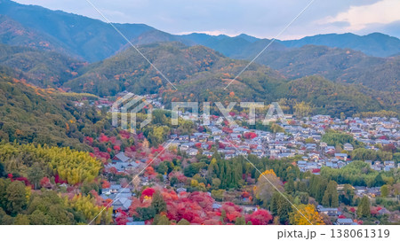 NOV 28 2025 Sagano Hills Covered In Vibrant Autumn Red And Gold 138061319