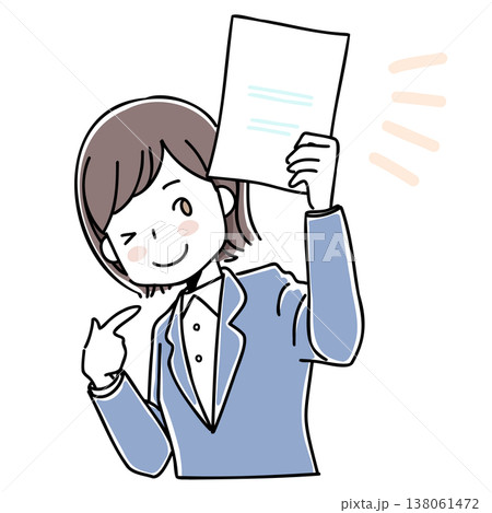 書類を指し示す女性のイラスト 書類を指し示す女性のイラスト 138061472