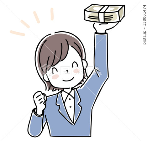 お金を受け取った女性のイラスト 138061474