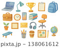 学習とオフィスの水彩アイコン集 138061612
