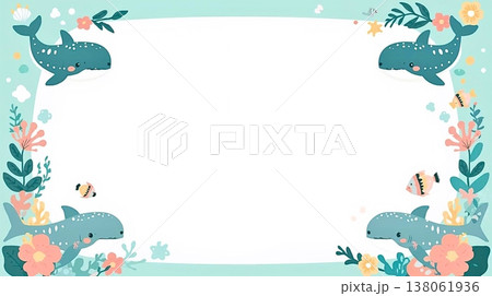 沖縄の海色でまとめたジンベイザメ背景素材 138061936