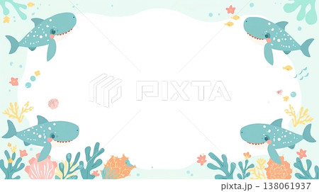 やわらかな海の世界とジンベイザメの背景 138061937