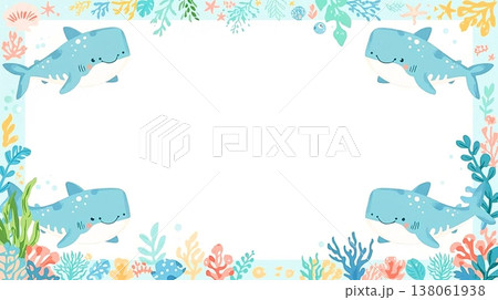 やさしい海を泳ぐジンベイザメのキッズ背景 138061938