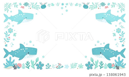 やさしい南国ムードのジンベイザメ背景素材 やさしい南国ムードのジンベイザメ背景素材 138061943