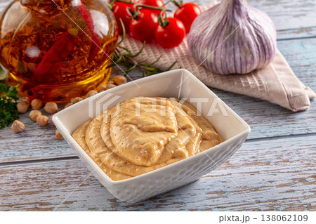 Organic homemade hummus creamy snack 138062109